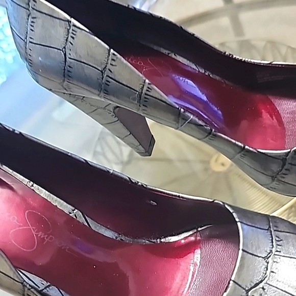 Jessica Simpson Layla High Heels Metalic silver & black size 6B - Picture 5 of 8